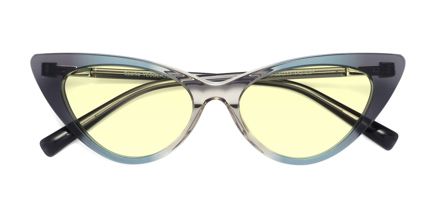 Folded Front of Sparks in Transparent Gradient Cyan with Light Yellow Tinted Lenses