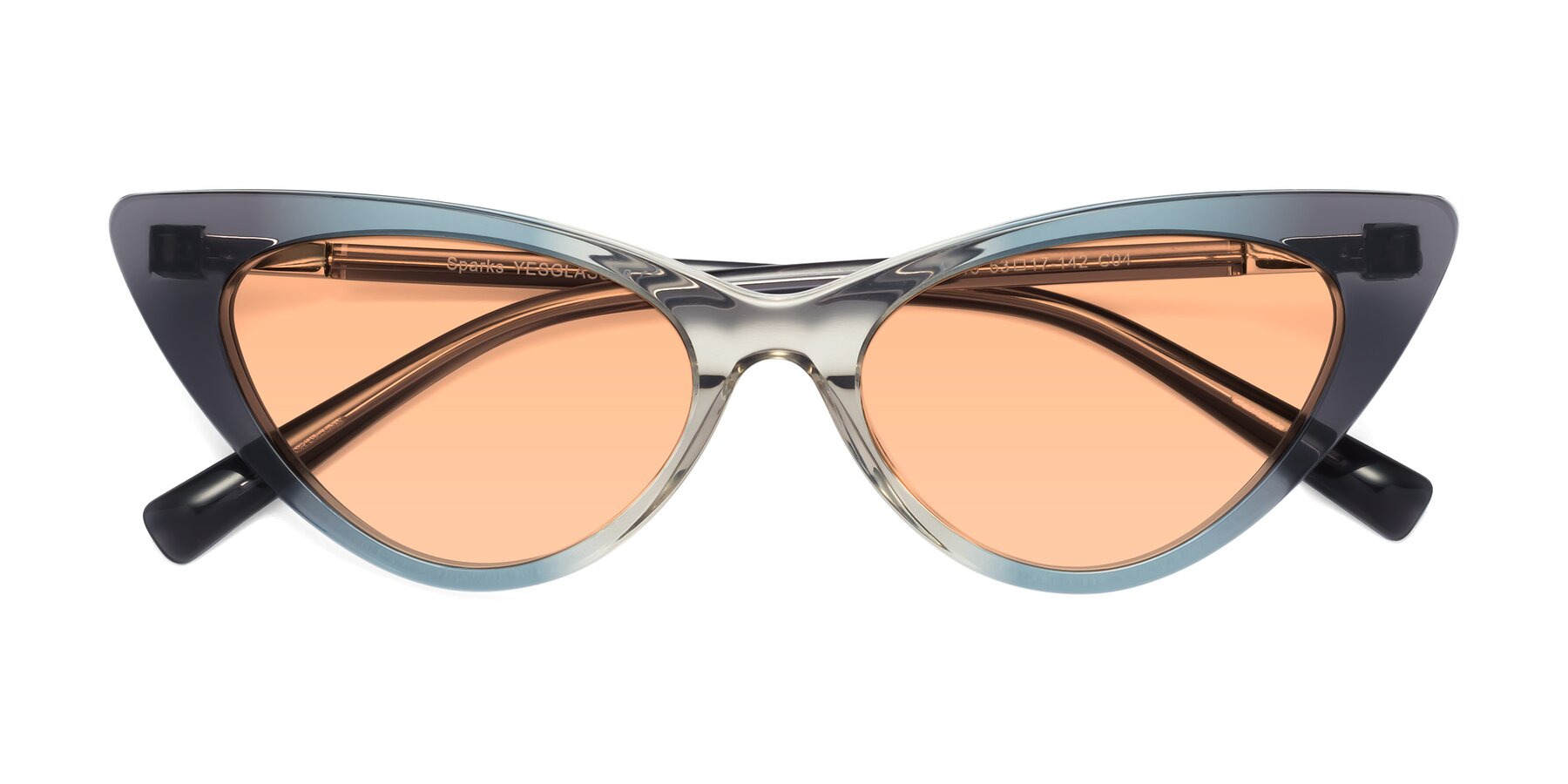 Folded Front of Sparks in Transparent Gradient Cyan with Light Orange Tinted Lenses