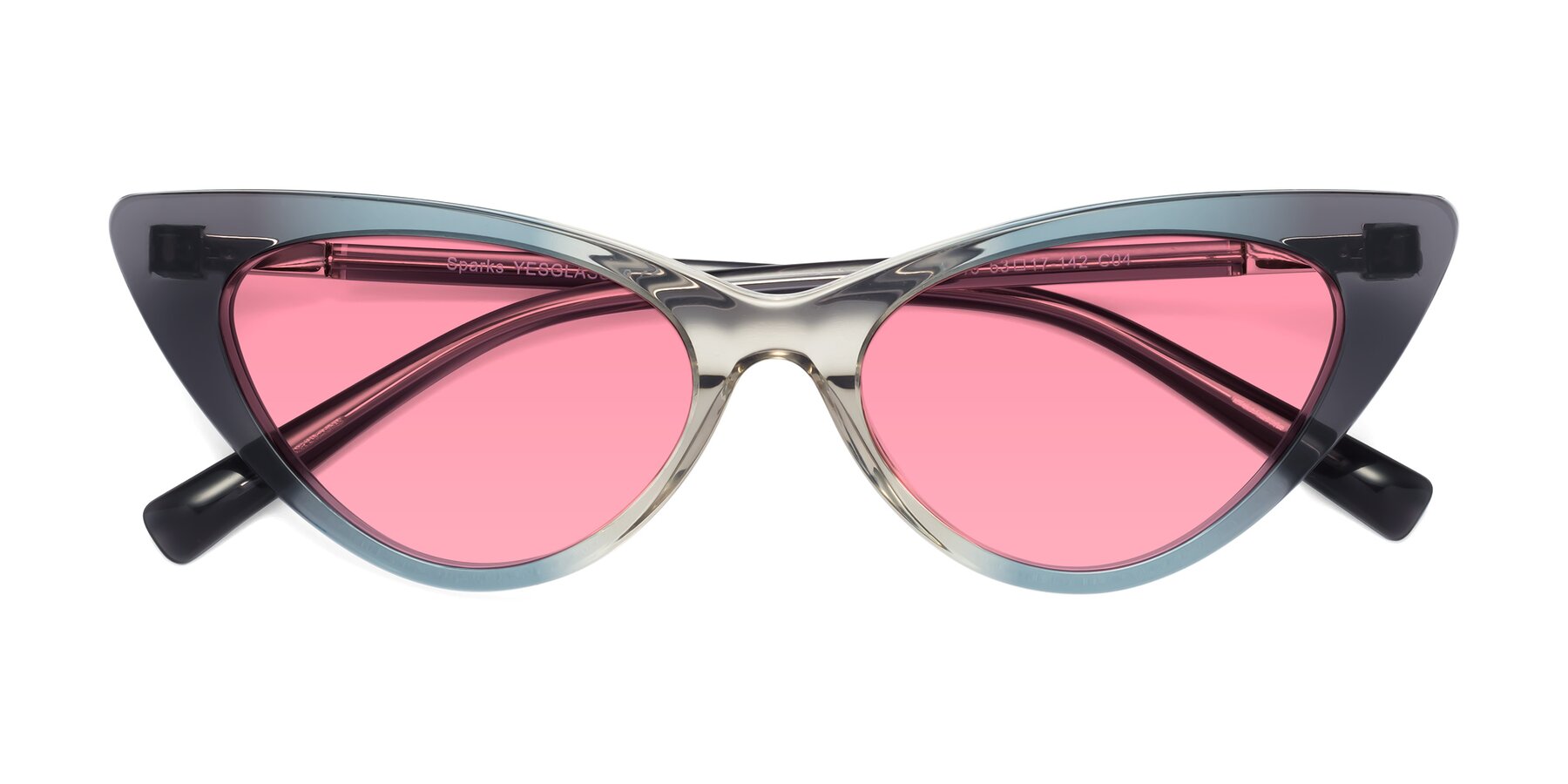 Folded Front of Sparks in Transparent Gradient Cyan with Pink Tinted Lenses