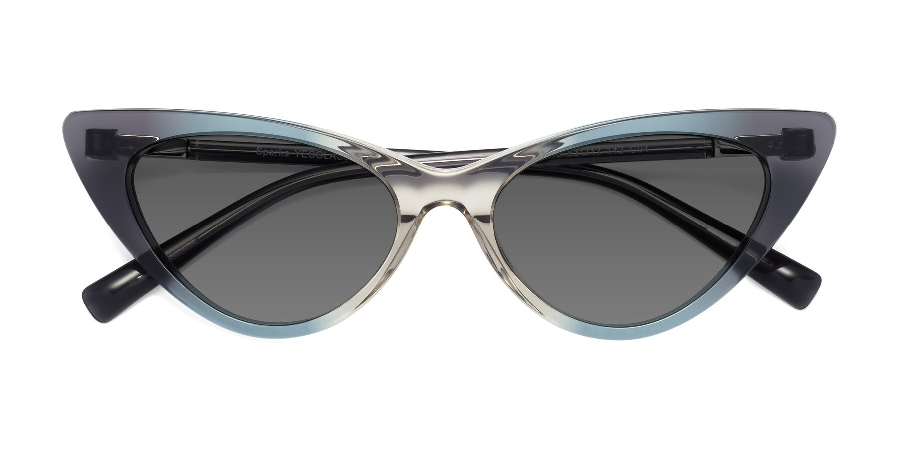 Folded Front of Sparks in Transparent Gradient Cyan with Medium Gray Tinted Lenses