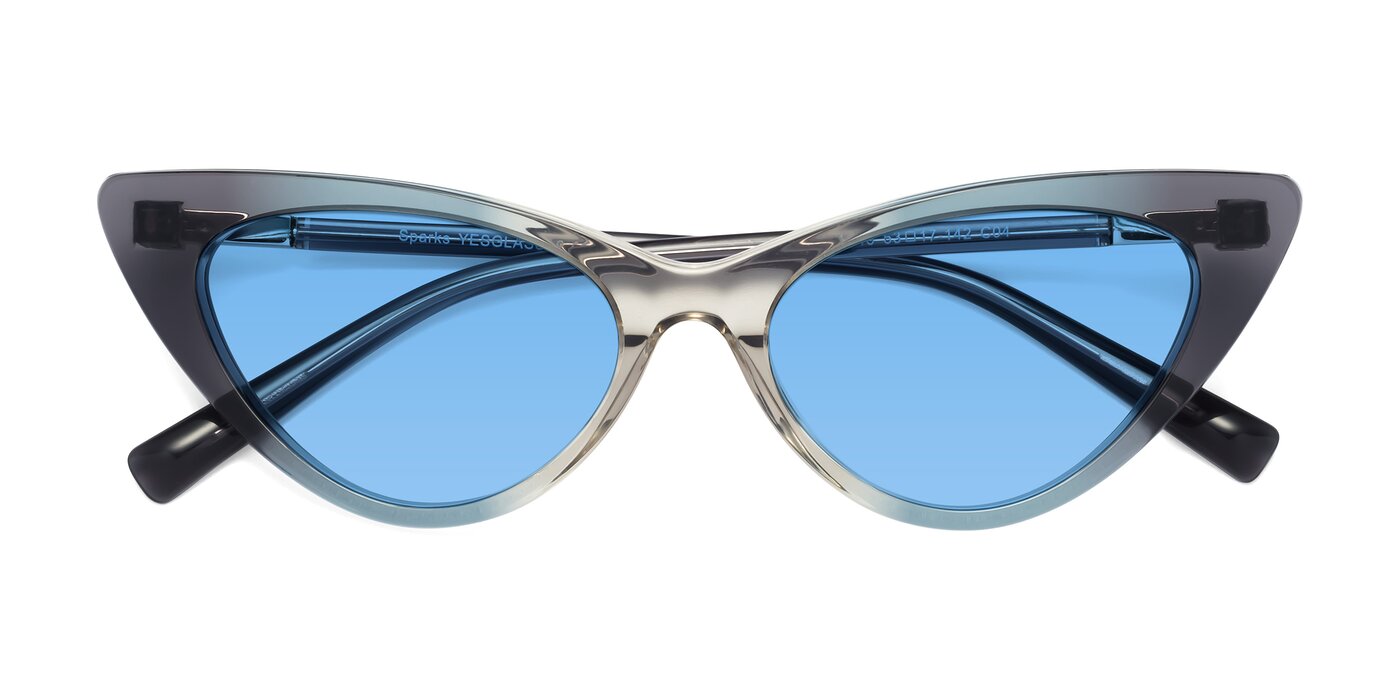 Sparks - Transparent Gradient Cyan Tinted Sunglasses