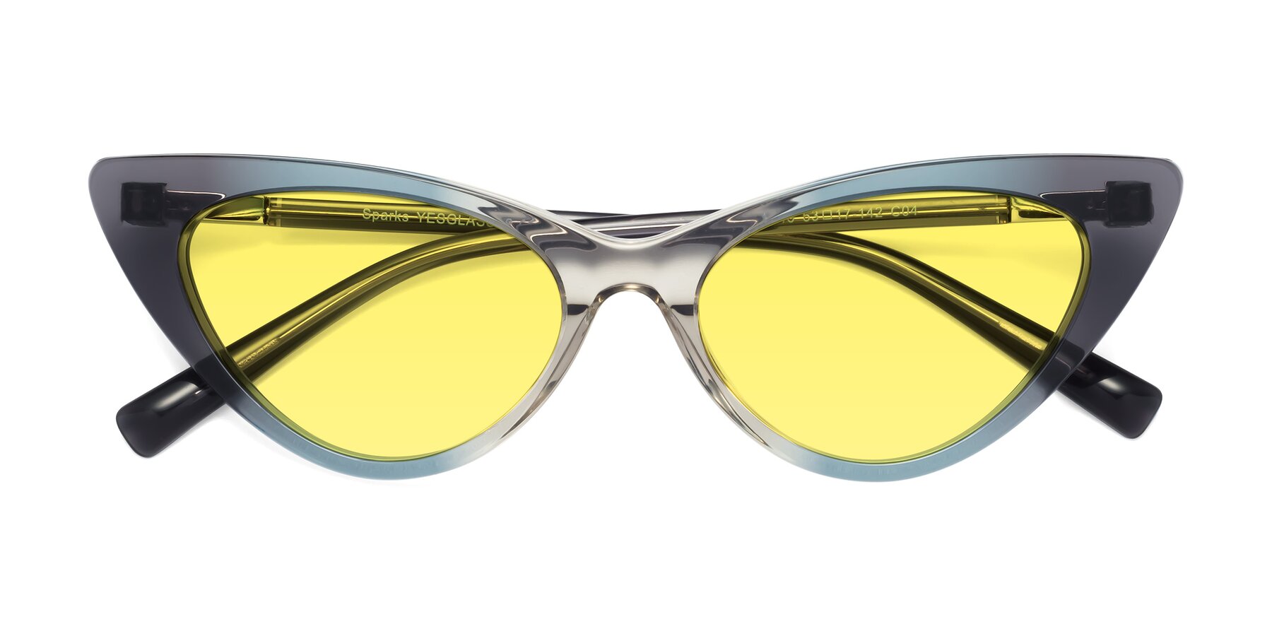Folded Front of Sparks in Transparent Gradient Cyan with Medium Yellow Tinted Lenses