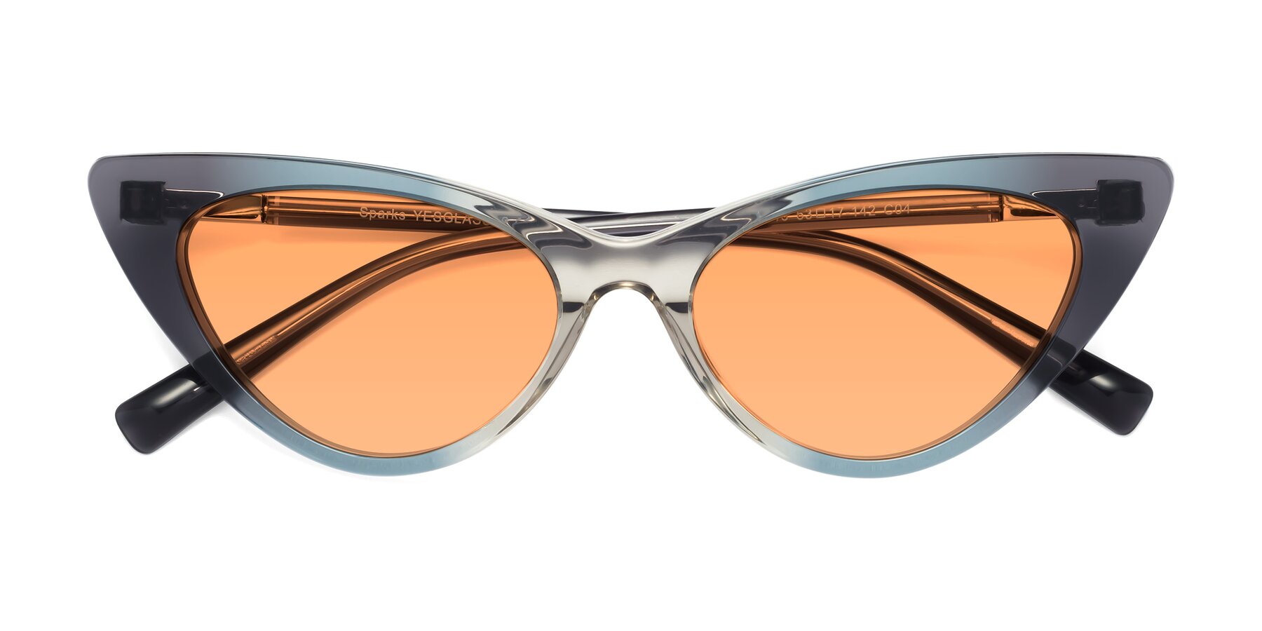 Folded Front of Sparks in Transparent Gradient Cyan with Medium Orange Tinted Lenses