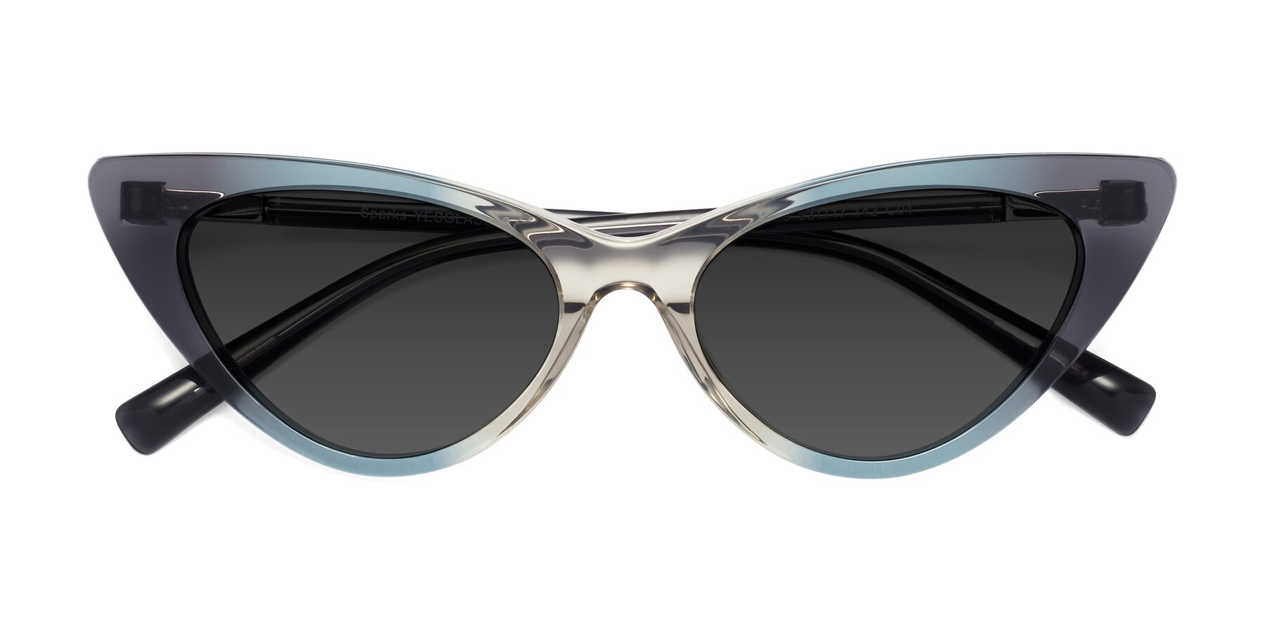 Folded Front of Sparks in Transparent Gradient Cyan with Gray Tinted Lenses