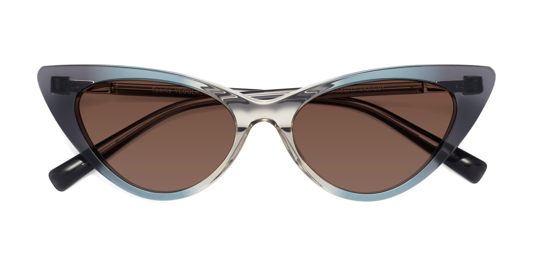 Folded Front of Sparks in Transparent Gradient Cyan with Brown Tinted Lenses