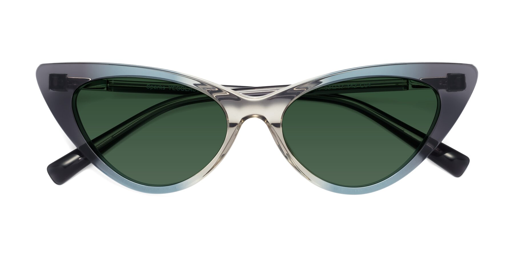 Folded Front of Sparks in Transparent Gradient Cyan with Green Tinted Lenses