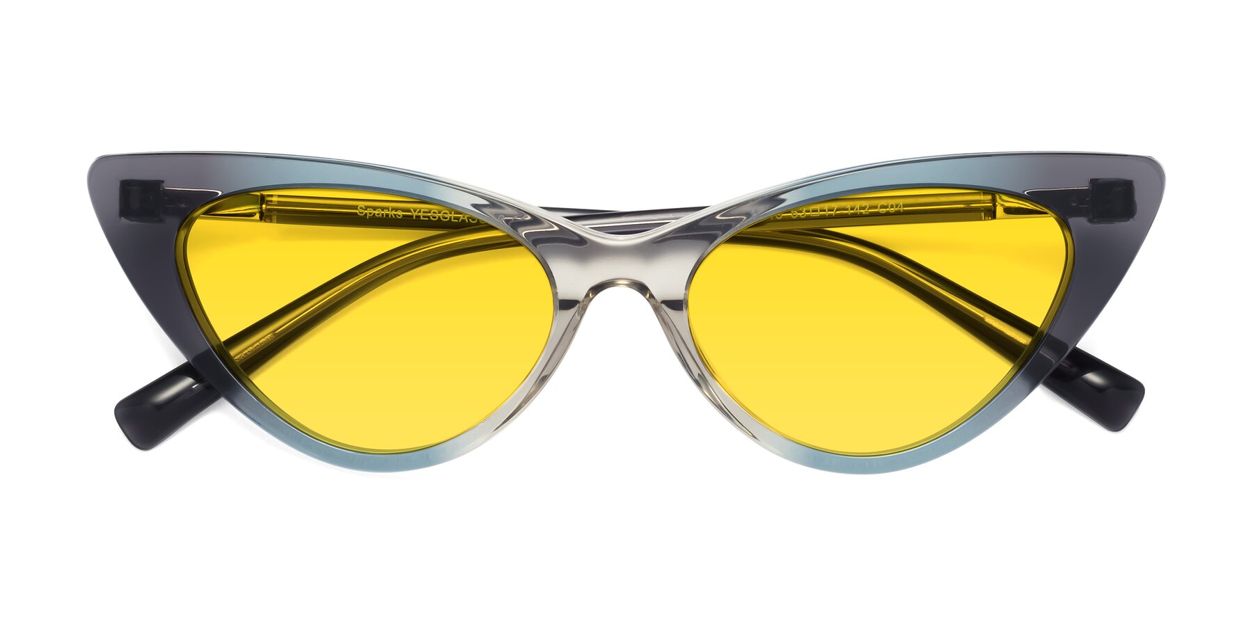 Folded Front of Sparks in Transparent Gradient Cyan with Yellow Tinted Lenses