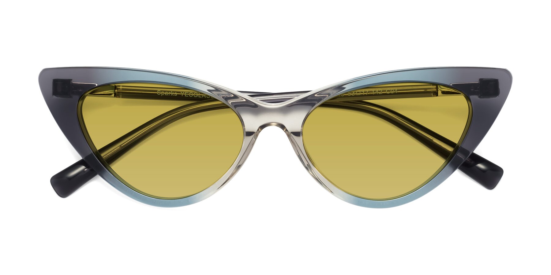 Folded Front of Sparks in Transparent Gradient Cyan with Champagne Tinted Lenses