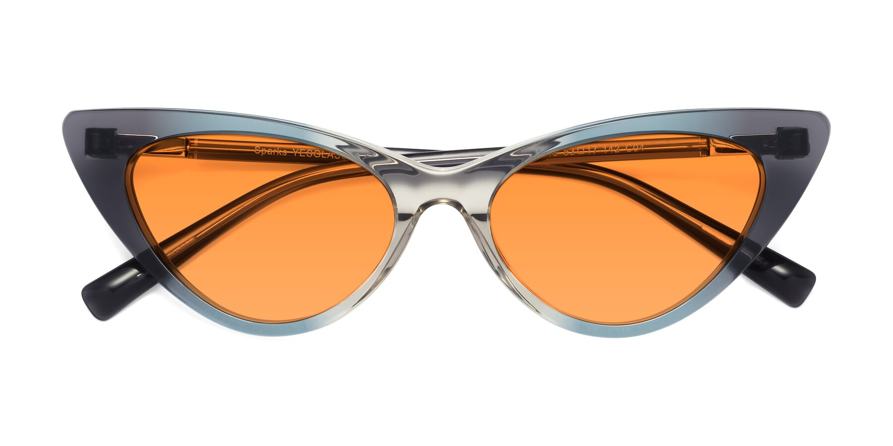 Folded Front of Sparks in Transparent Gradient Cyan with Orange Tinted Lenses
