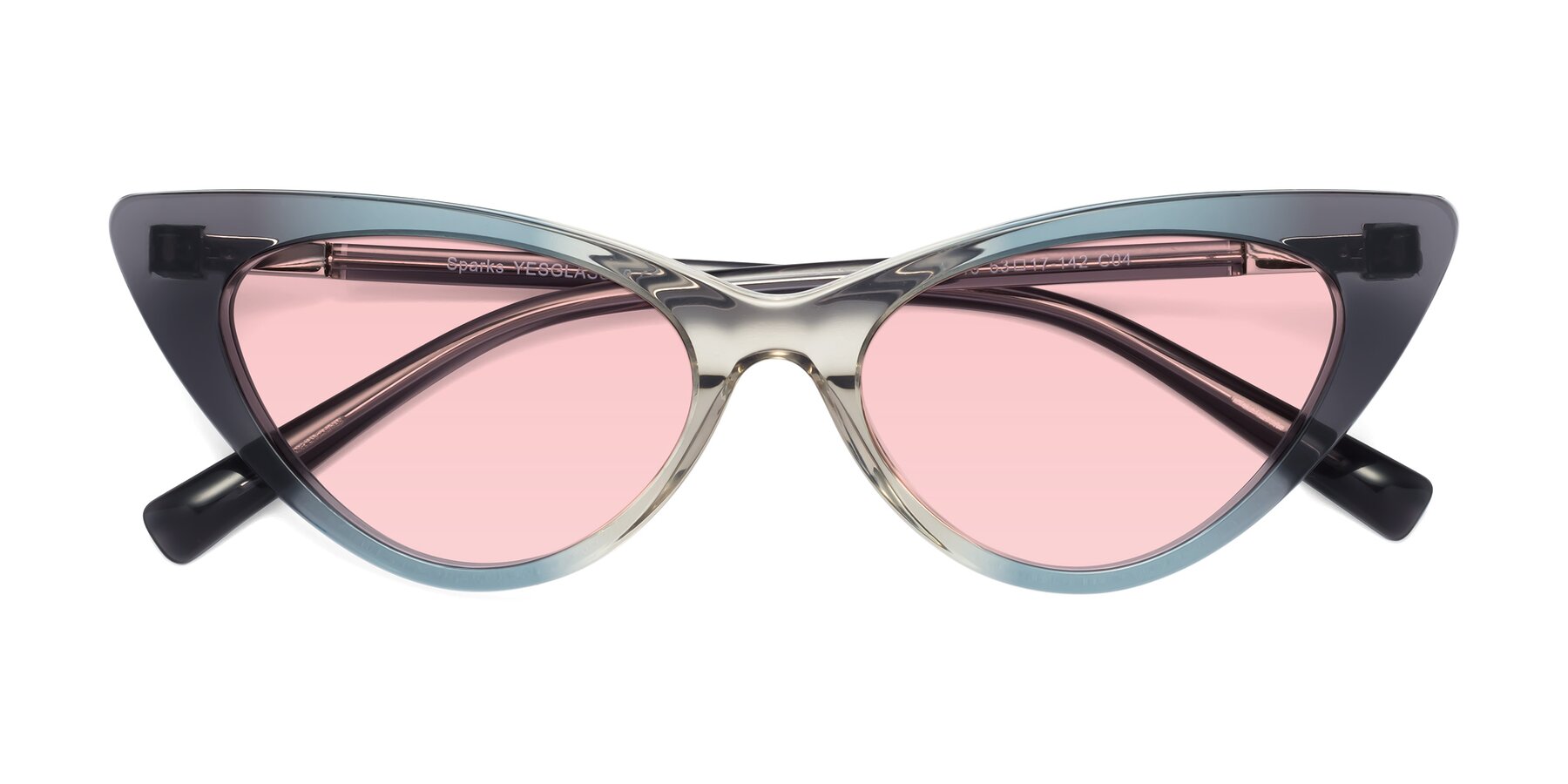 Folded Front of Sparks in Transparent Gradient Cyan with Light Garnet Tinted Lenses