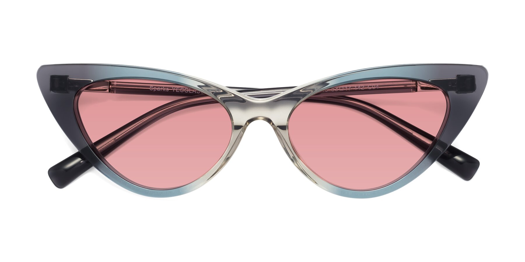 Folded Front of Sparks in Transparent Gradient Cyan with Medium Garnet Tinted Lenses