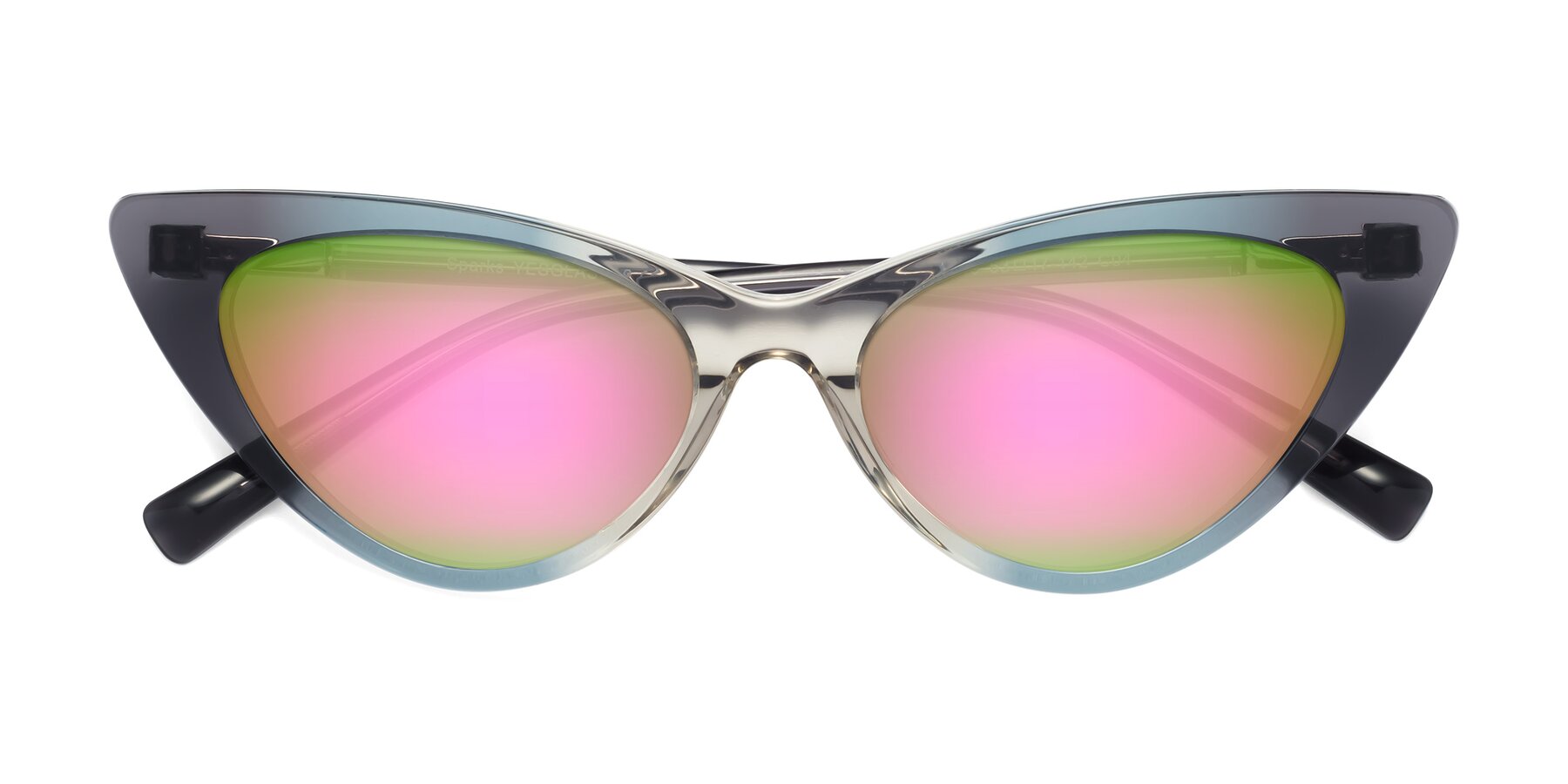 Folded Front of Sparks in Transparent Gradient Cyan with Pink Mirrored Lenses