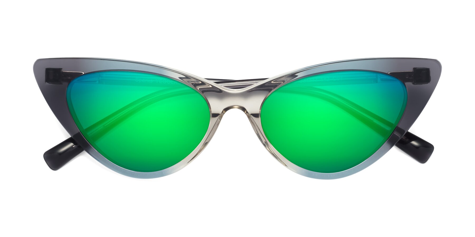 Folded Front of Sparks in Transparent Gradient Cyan with Green Mirrored Lenses