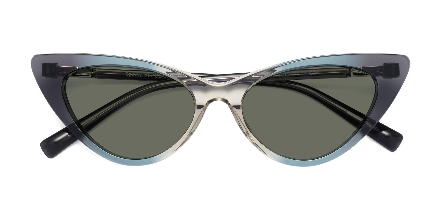 Folded Front of Sparks in Transparent Gradient Cyan with Gray Polarized Lenses