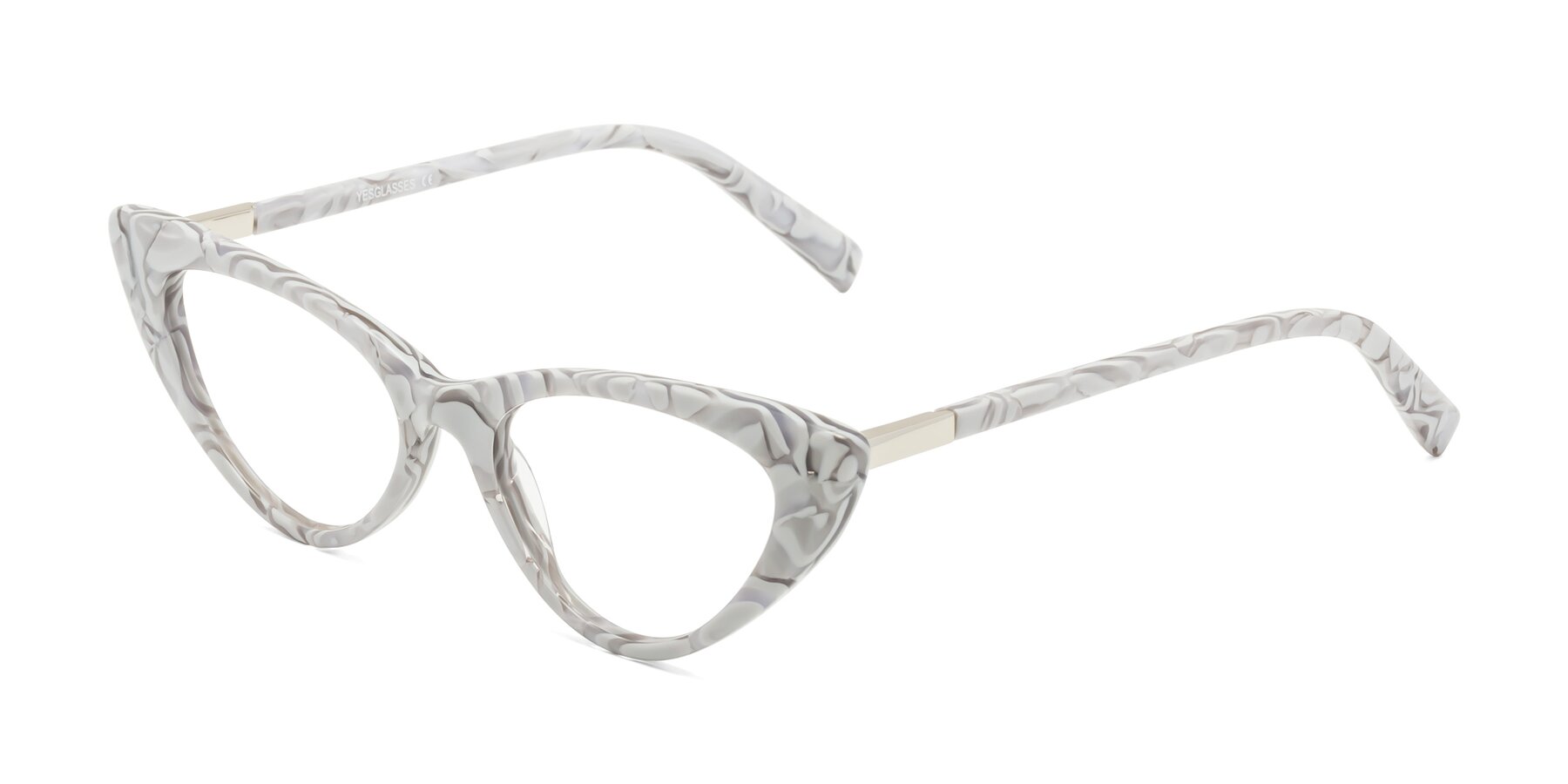 Angle of Sparks in White Floral with Clear Blue Light Blocking Lenses