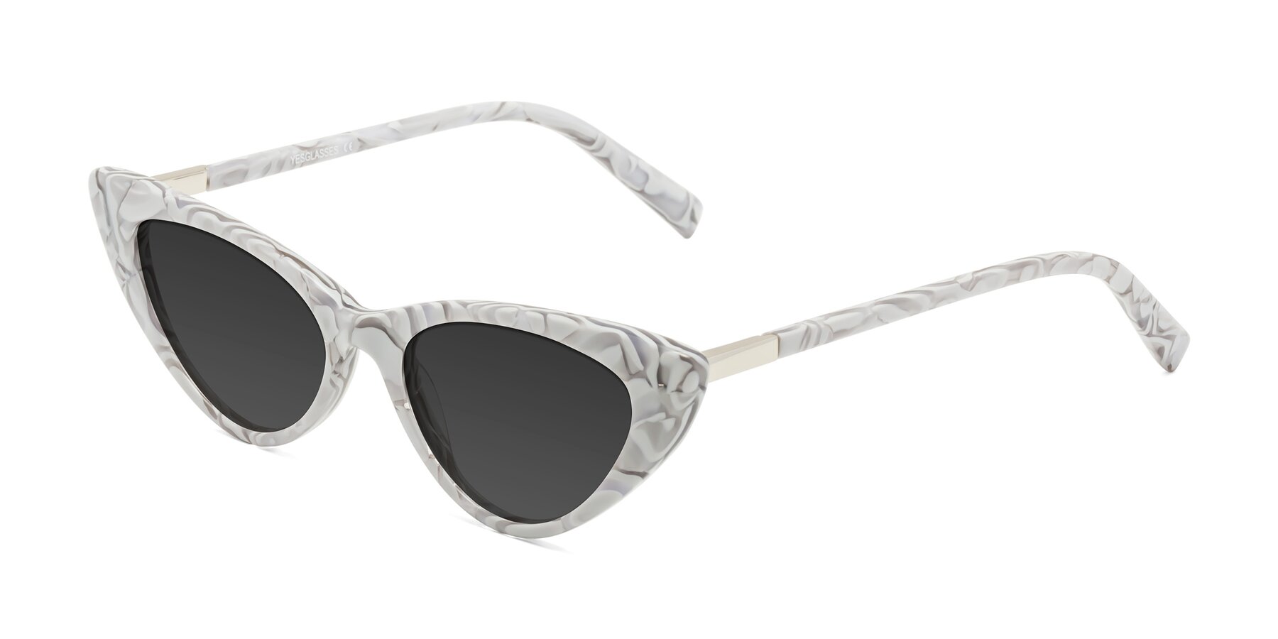 Angle of Sparks in White Floral with Gray Tinted Lenses