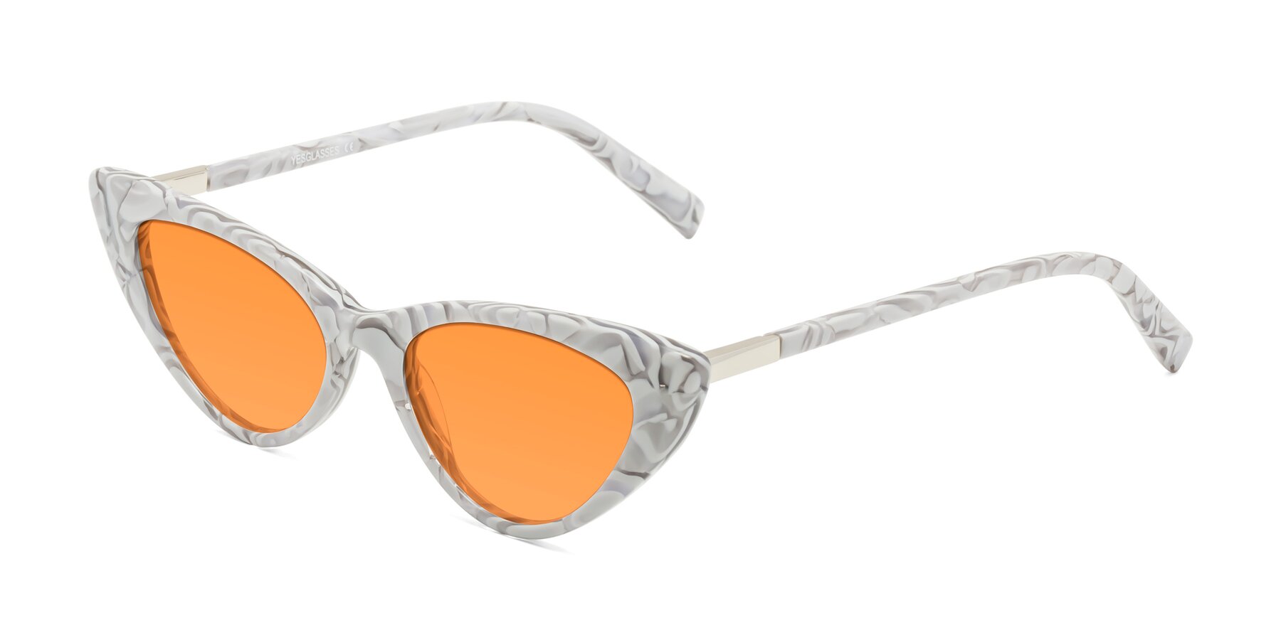 Angle of Sparks in White Floral with Orange Tinted Lenses