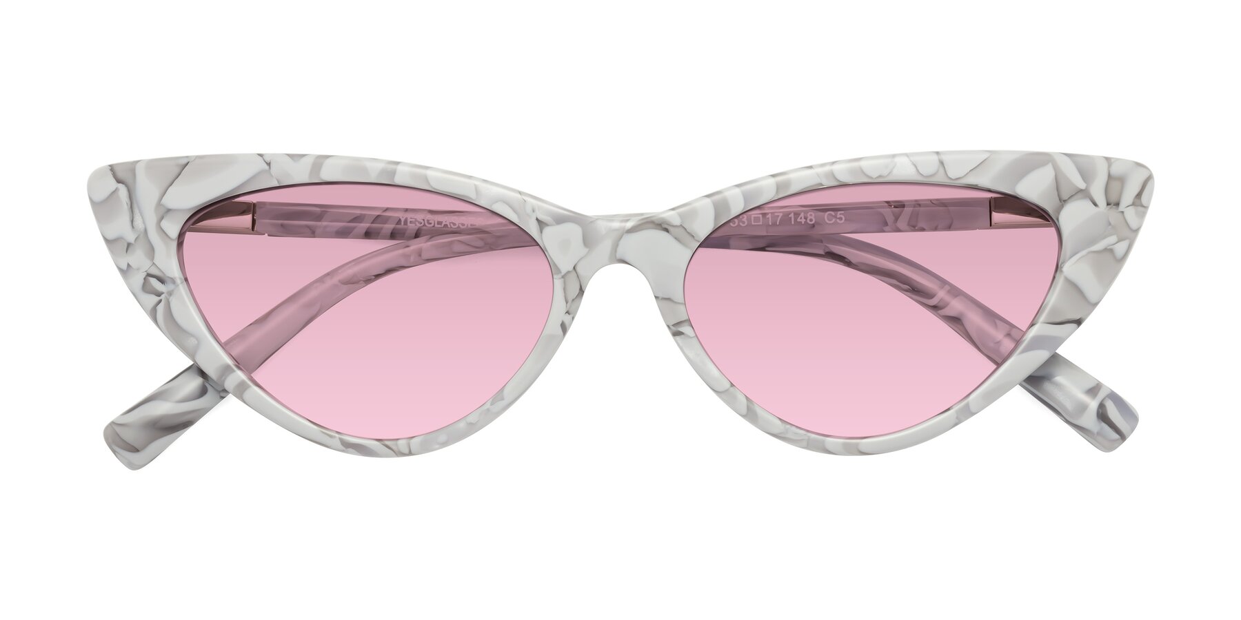 Folded Front of Sparks in White Floral with Light Wine Tinted Lenses