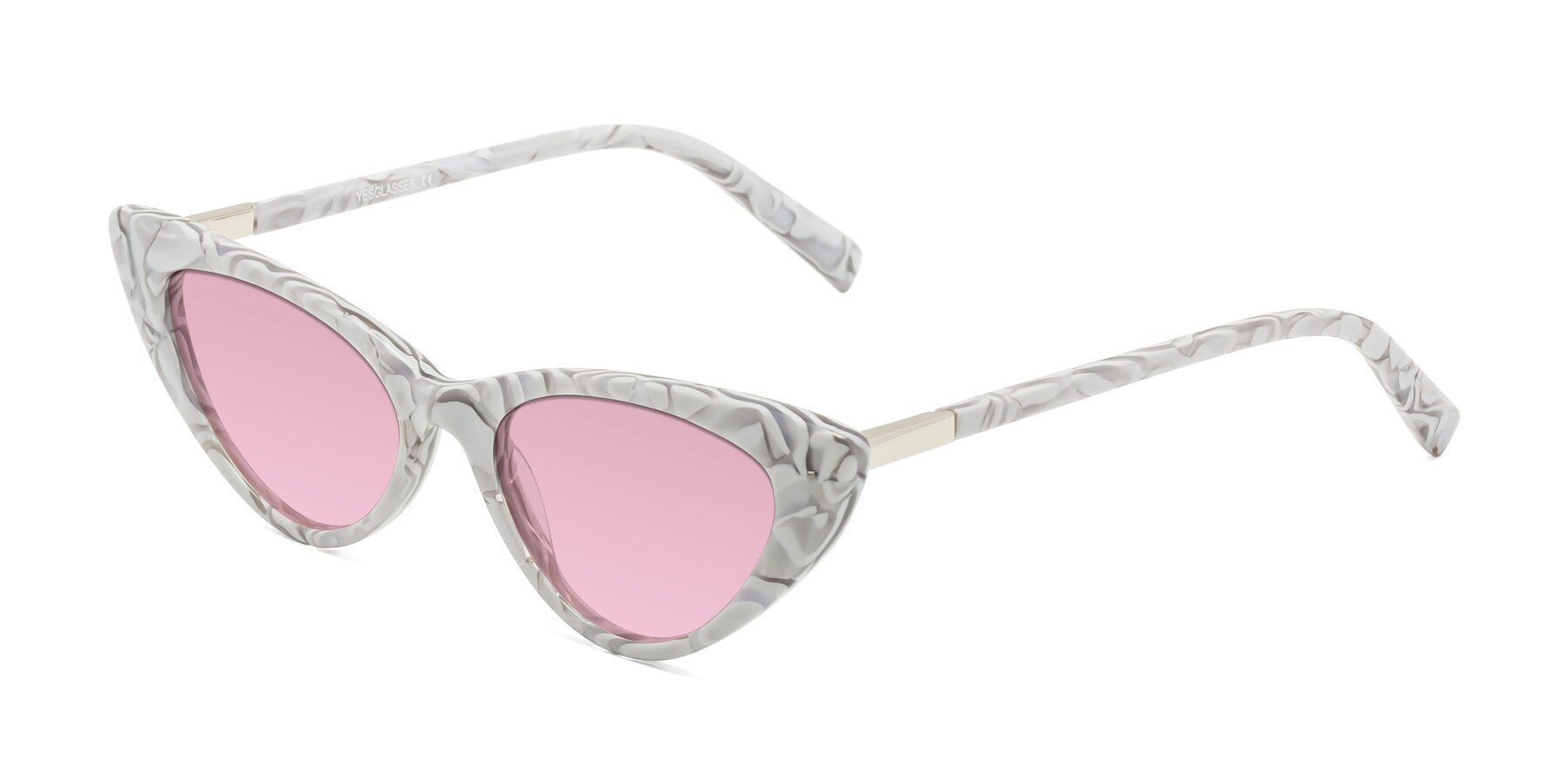 Angle of Sparks in White Floral with Light Wine Tinted Lenses