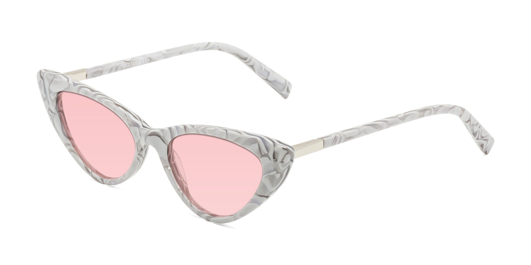 Angle of Sparks in White Floral with Light Garnet Tinted Lenses