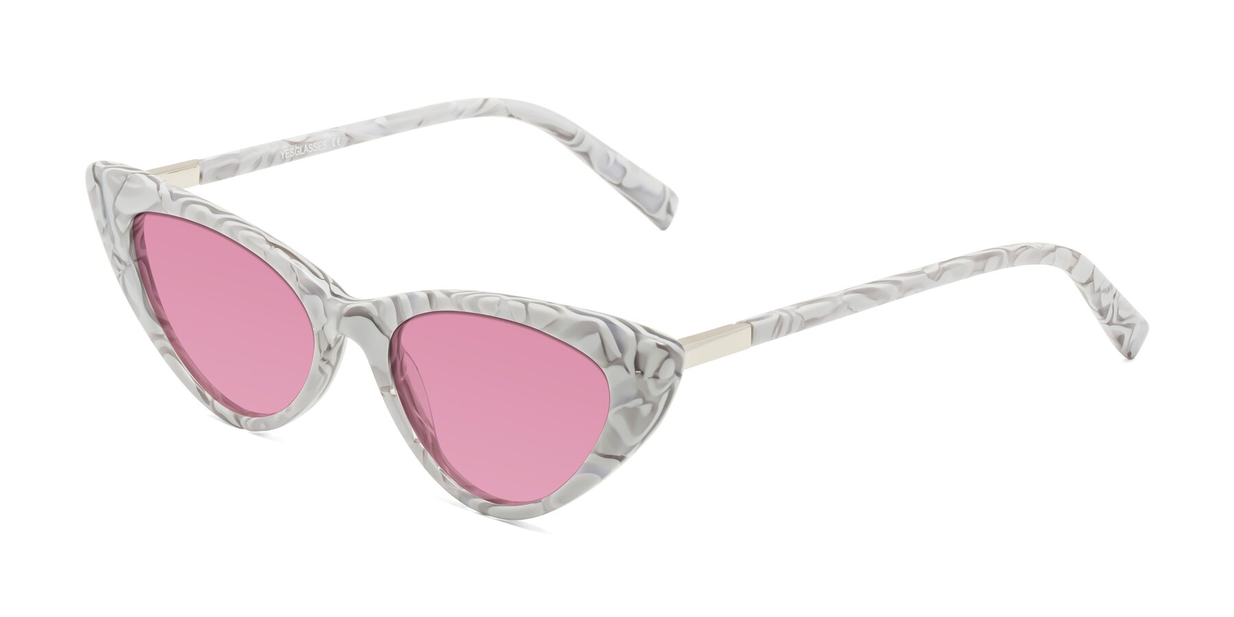 Angle of Sparks in White Floral with Medium Wine Tinted Lenses