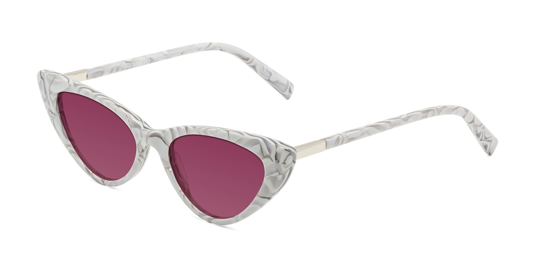 Angle of Sparks in White Floral with Wine Tinted Lenses