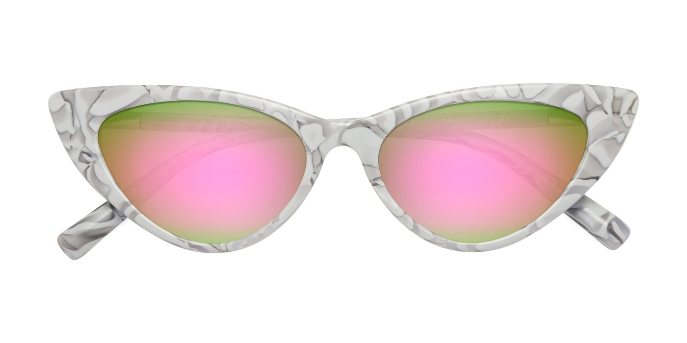 Sparks - White Floral Flash Mirrored Sunglasses