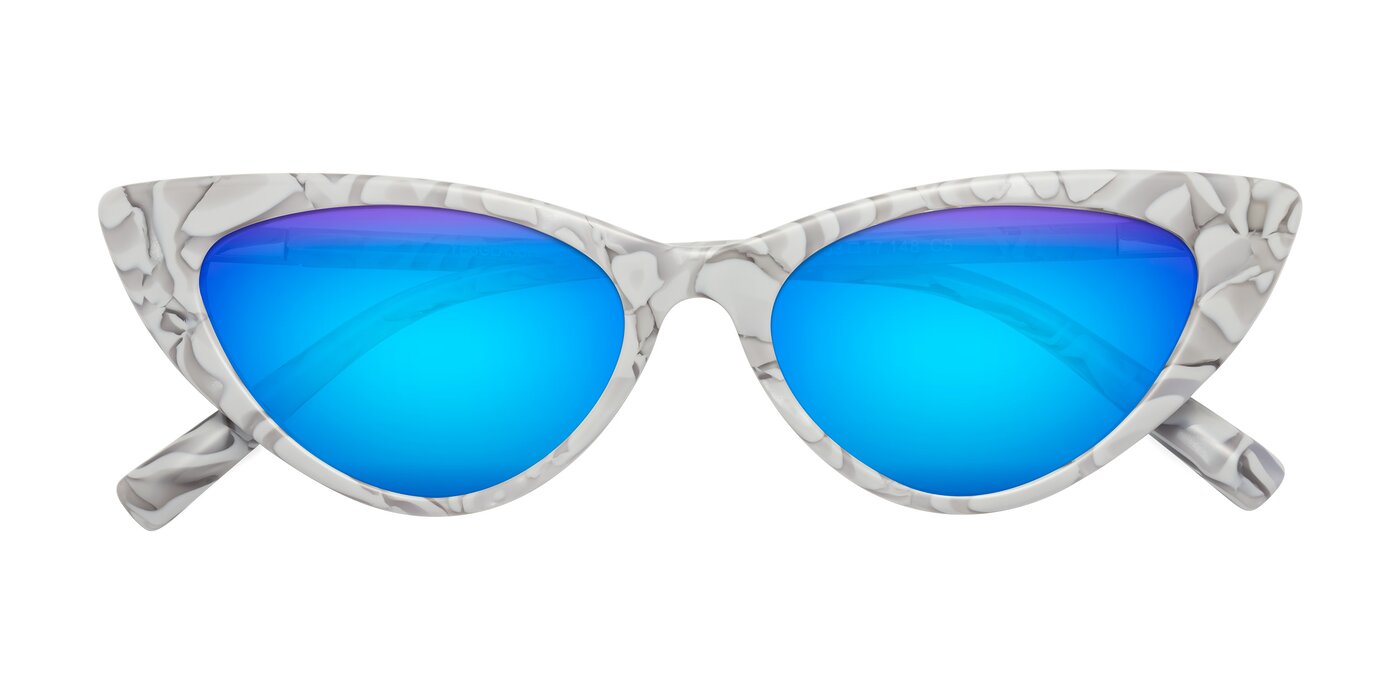 Sparks - White Floral Flash Mirrored Sunglasses