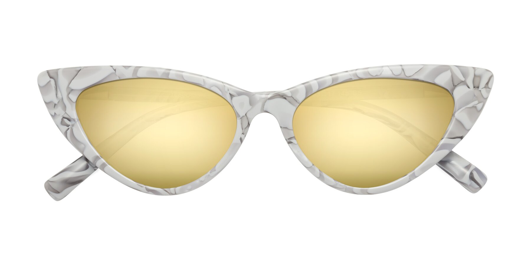 Folded Front of Sparks in White Floral with Gold Mirrored Lenses