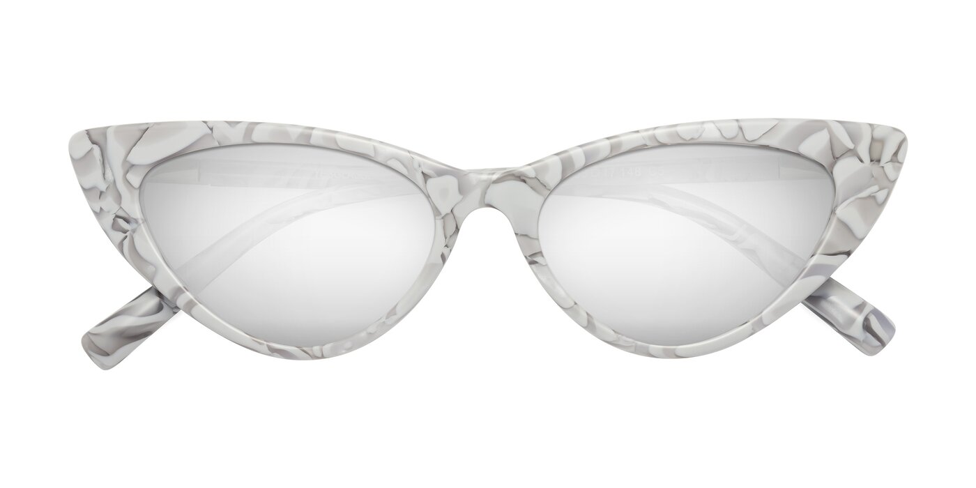 Sparks - White Floral Flash Mirrored Sunglasses