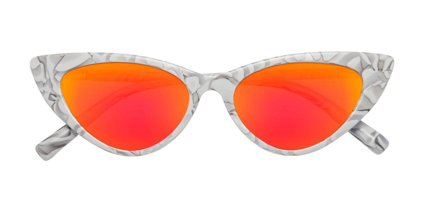 Sparks - White Floral Flash Mirrored Sunglasses
