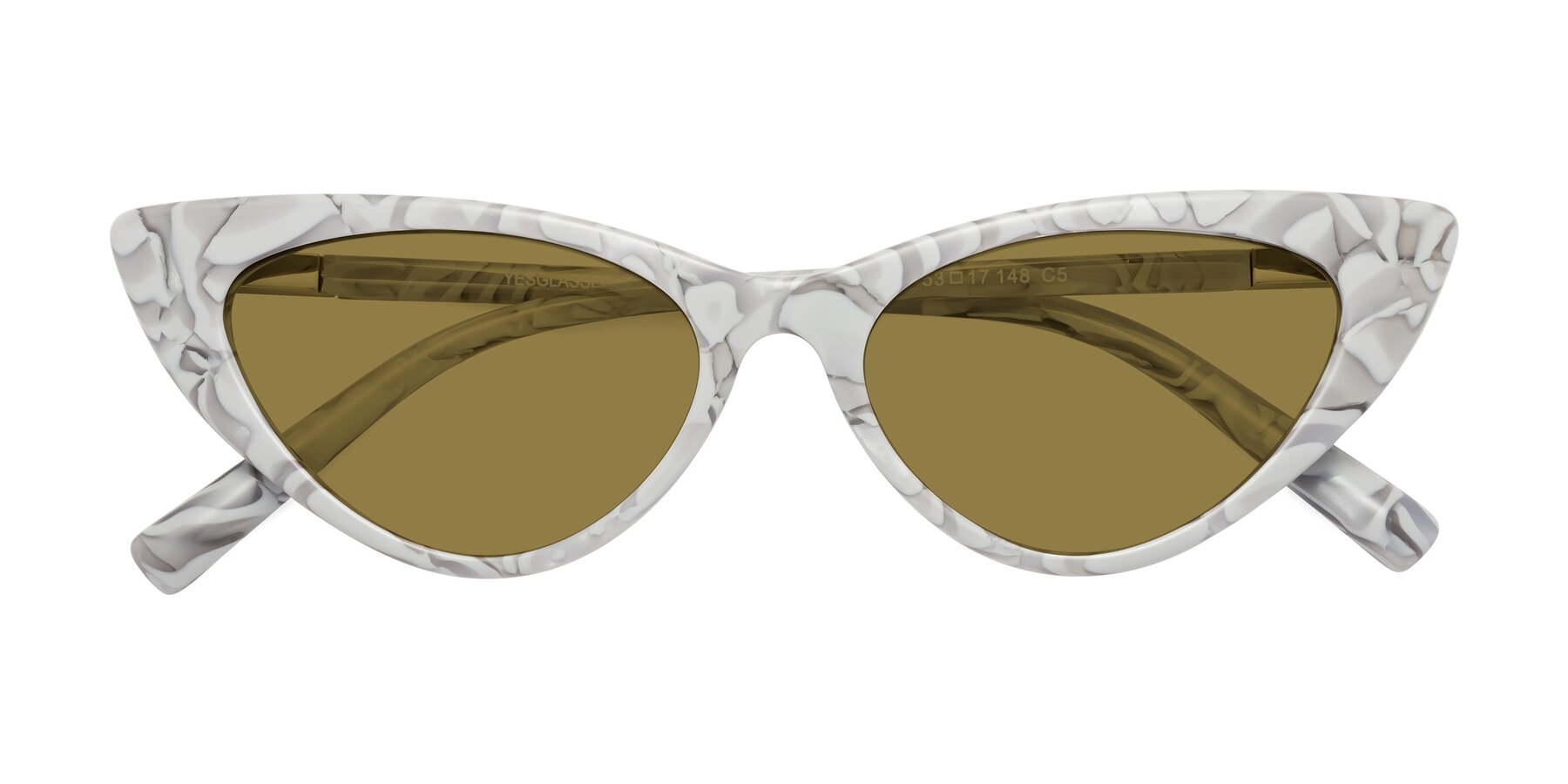 Folded Front of Sparks in White Floral with Brown Polarized Lenses