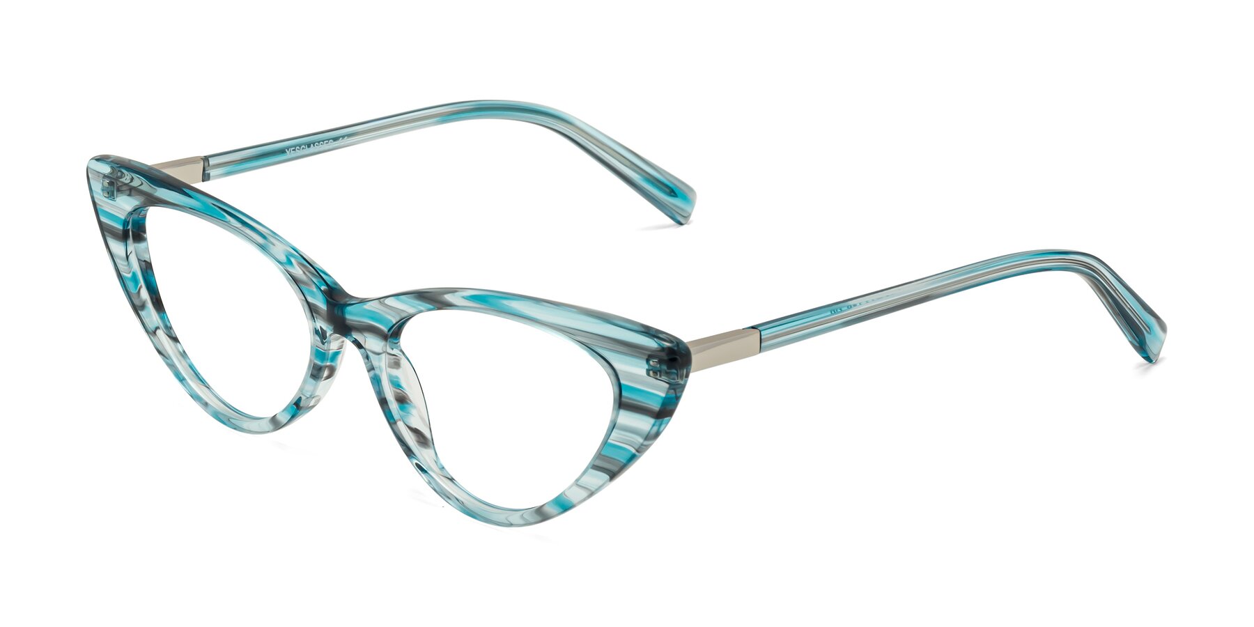 Angle of Sparks in Cyan Striped with Clear Reading Eyeglass Lenses