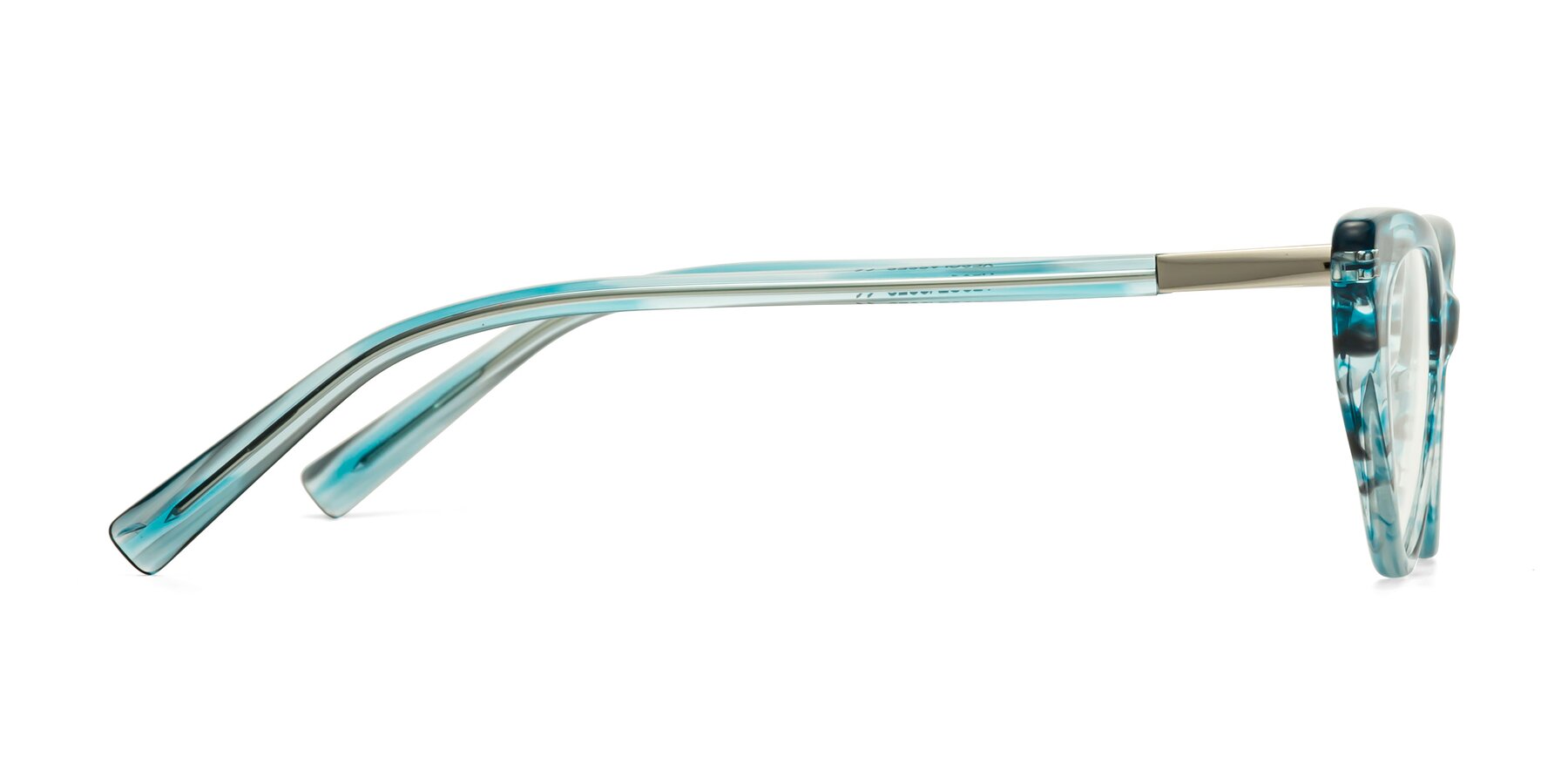 Side of Sparks in Cyan Striped with Clear Reading Eyeglass Lenses