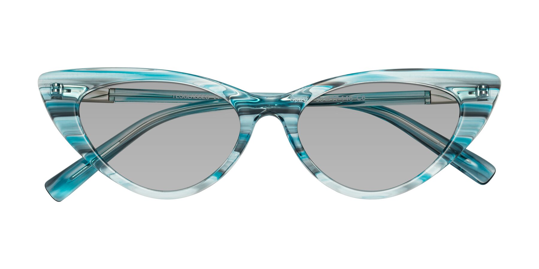 Folded Front of Sparks in Cyan Striped with Light Gray Tinted Lenses