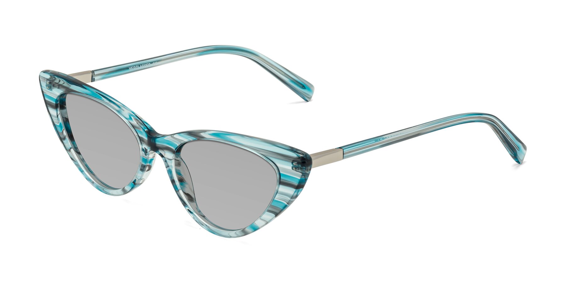 Angle of Sparks in Cyan Striped with Light Gray Tinted Lenses