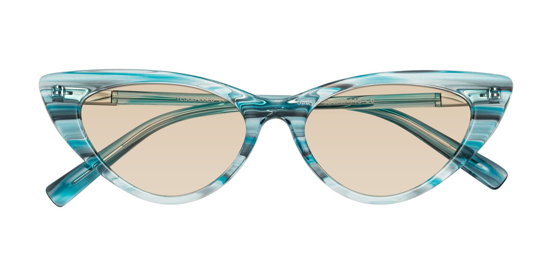 Folded Front of Sparks in Cyan Striped with Light Brown Tinted Lenses