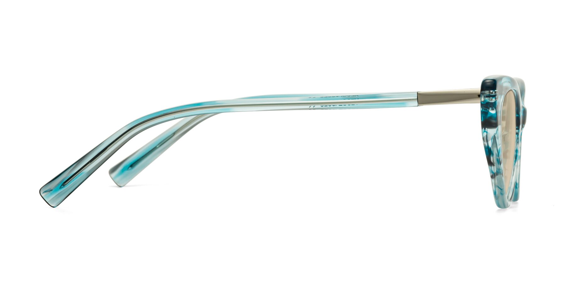 Side of Sparks in Cyan Striped with Light Brown Tinted Lenses