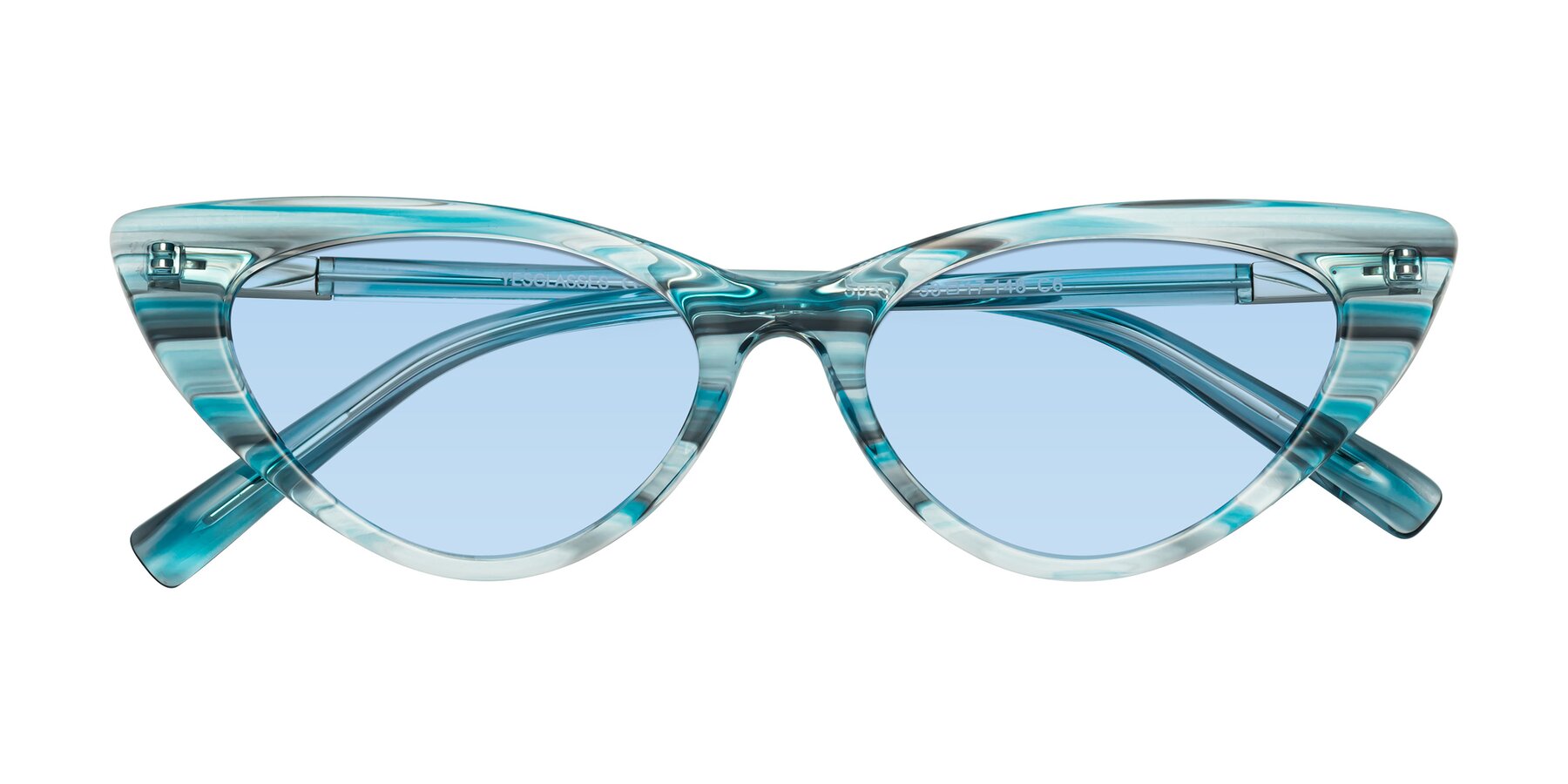 Folded Front of Sparks in Cyan Striped with Light Blue Tinted Lenses