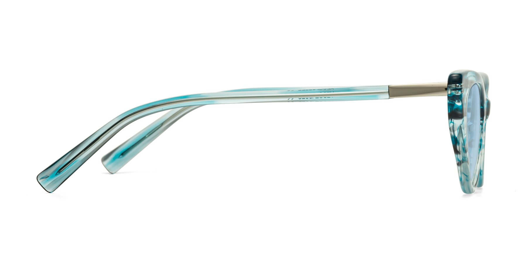 Side of Sparks in Cyan Striped with Light Blue Tinted Lenses