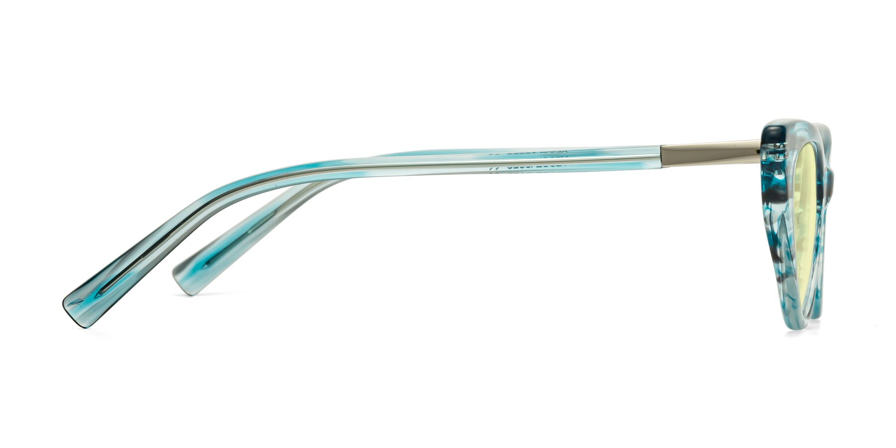 Side of Sparks in Cyan Striped with Light Yellow Tinted Lenses