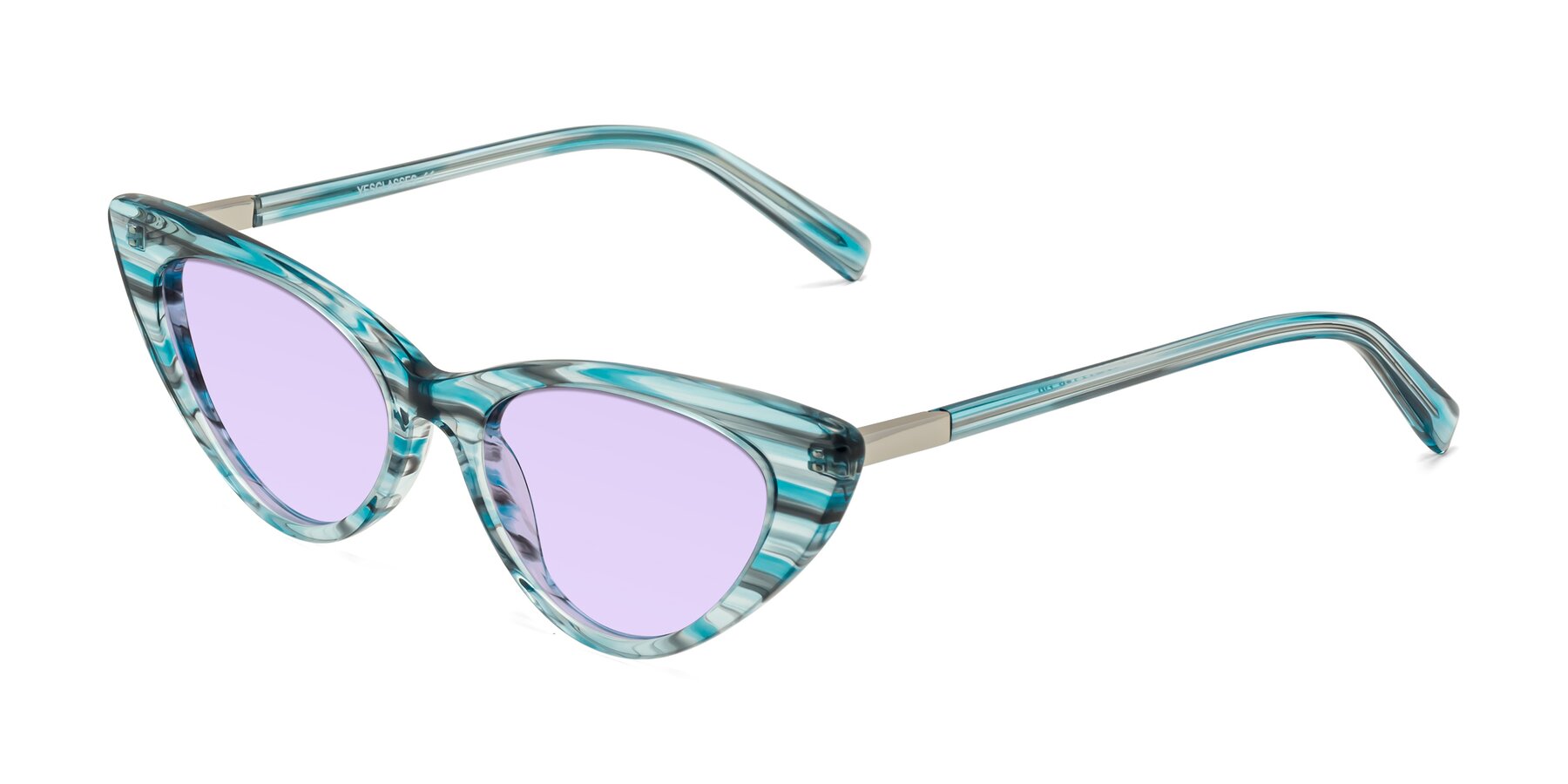 Angle of Sparks in Cyan Striped with Light Purple Tinted Lenses