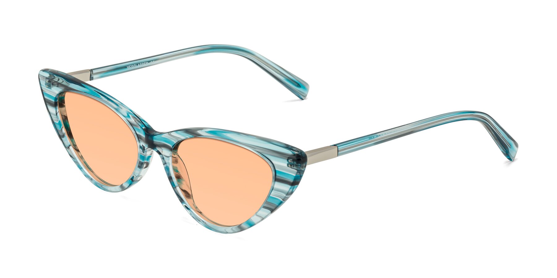 Angle of Sparks in Cyan Striped with Light Orange Tinted Lenses