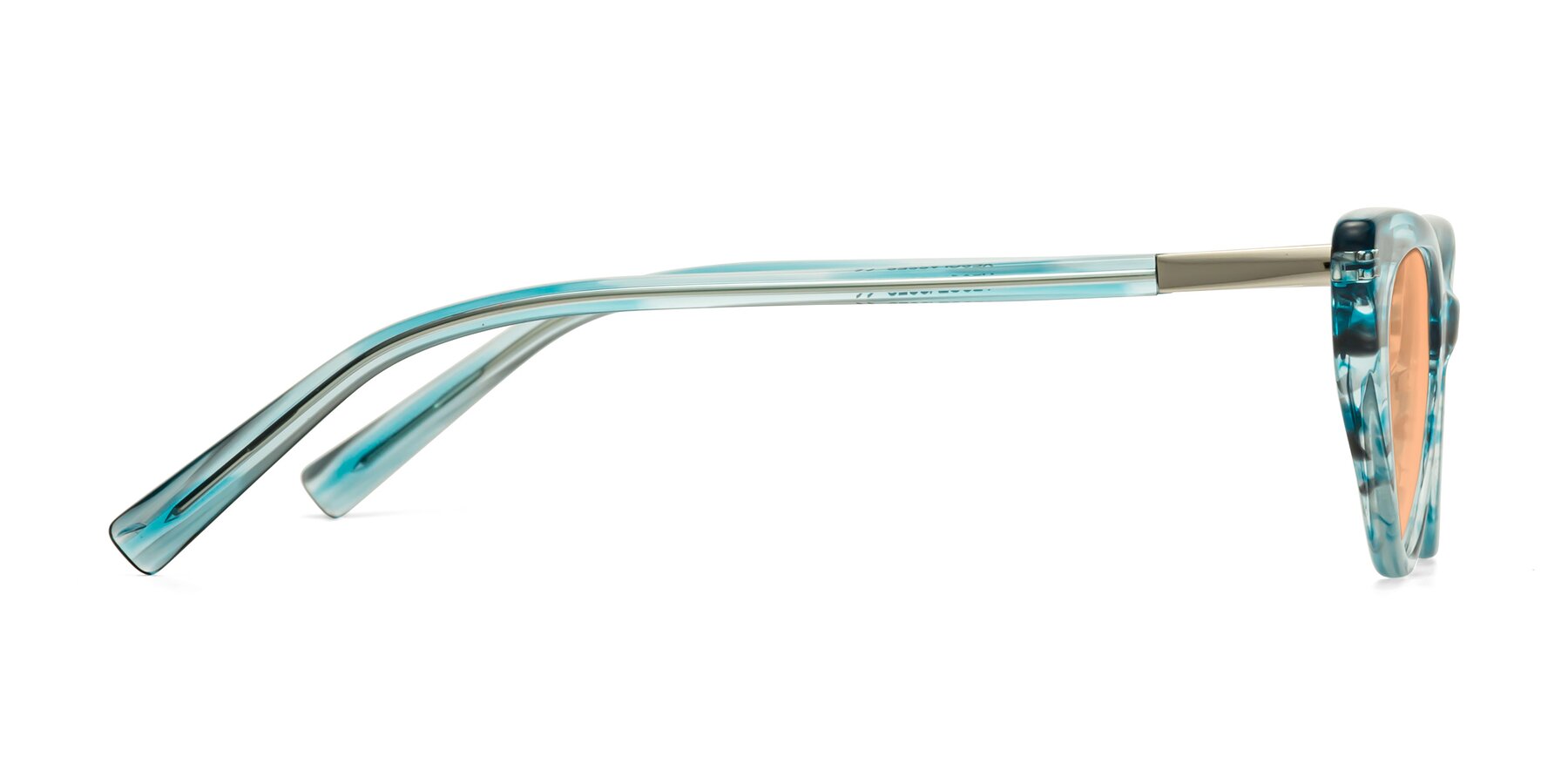 Side of Sparks in Cyan Striped with Light Orange Tinted Lenses