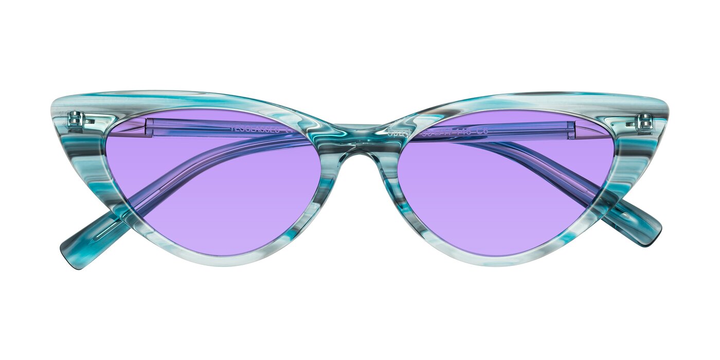 Sparks - Cyan Striped Tinted Sunglasses
