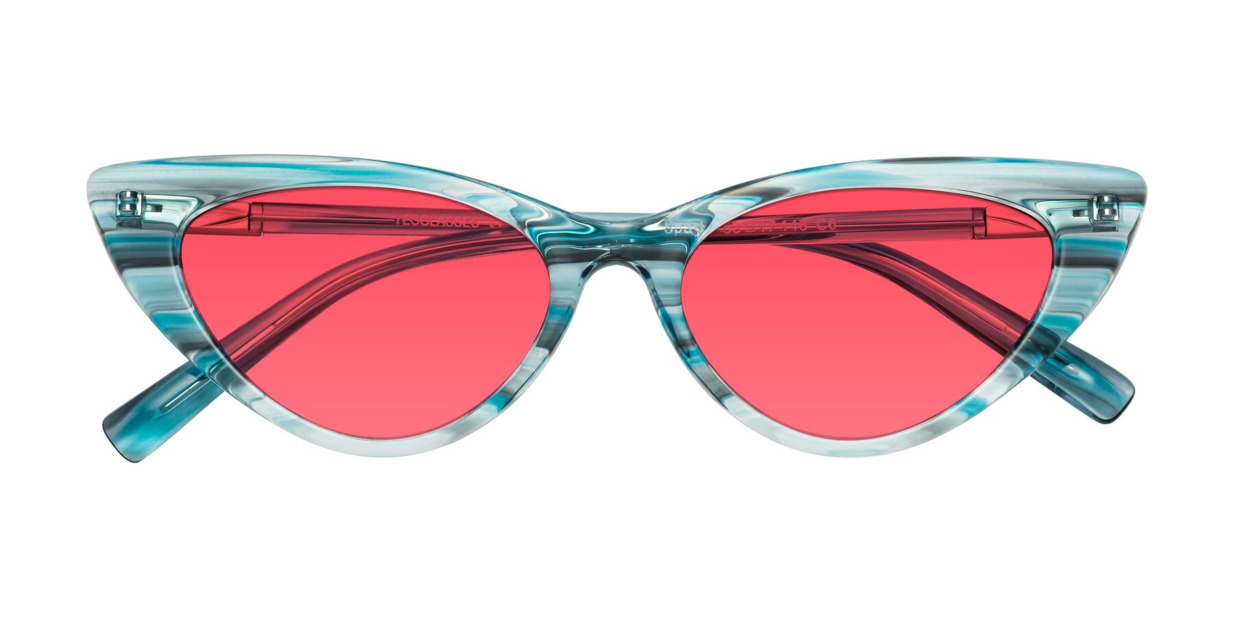 Folded Front of Sparks in Cyan Striped with Red Tinted Lenses