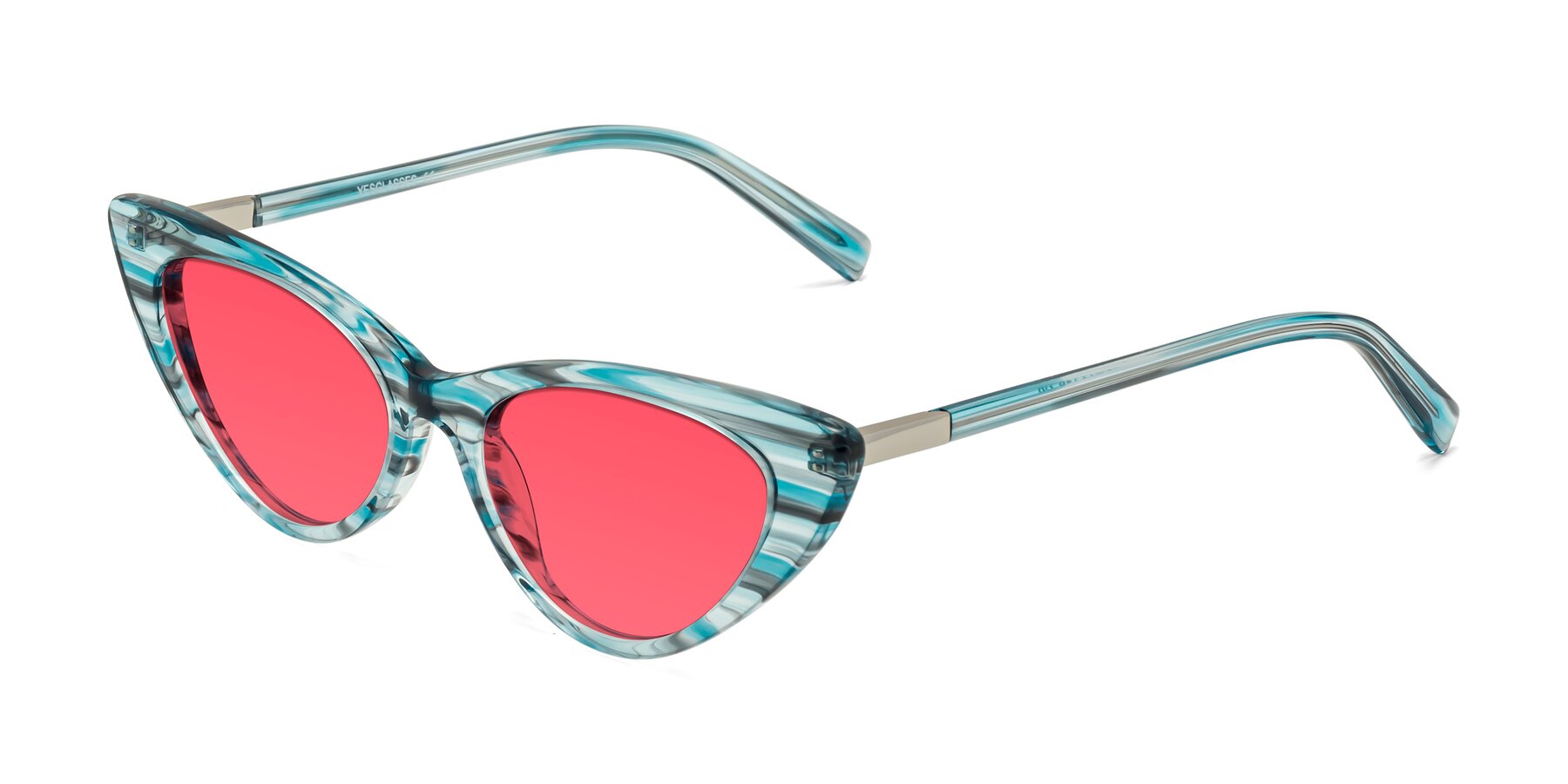 Angle of Sparks in Cyan Striped with Red Tinted Lenses