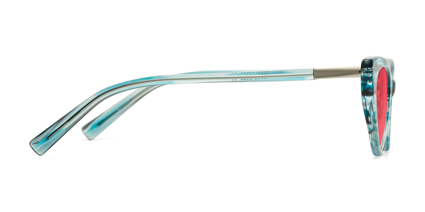 Side of Sparks in Cyan Striped with Red Tinted Lenses