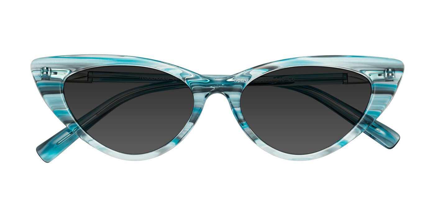 Sparks - Cyan Striped Tinted Sunglasses