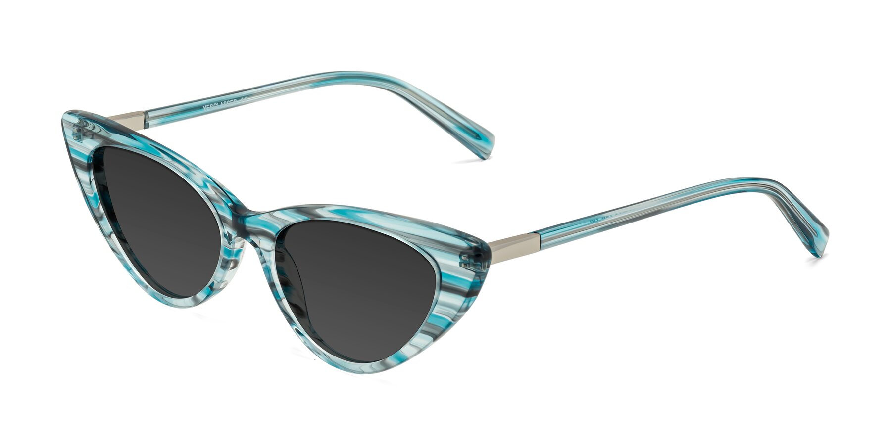 Angle of Sparks in Cyan Striped with Gray Tinted Lenses